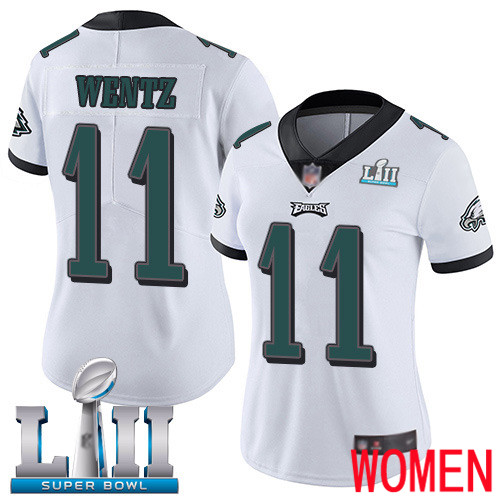 Women Philadelphia Eagles #11 Carson Wentz White Vapor Untouchable NFL Jersey Limited Player Super Bowl LII->nfl t-shirts->Sports Accessory